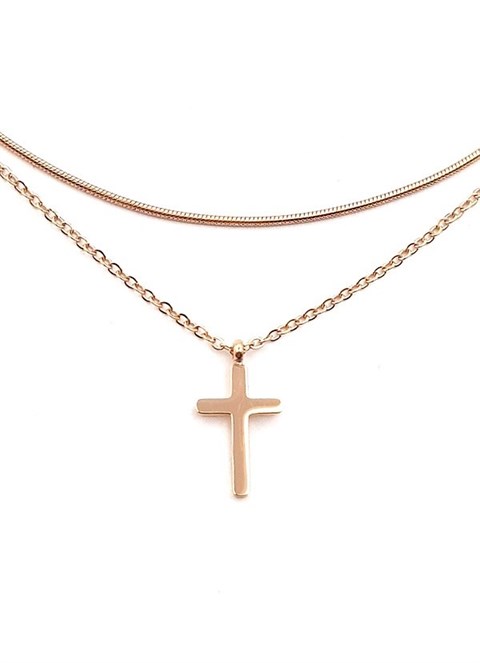 ​Welch Steel Double Chain Cross Necklace