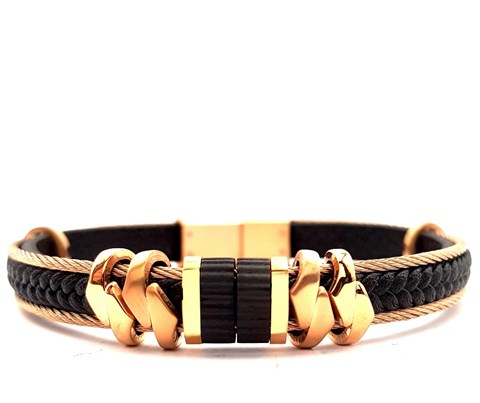 ​​​​Welch Steel Rope Leather Bracelet