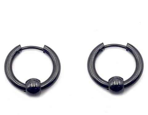 ​​​​​​​Welch Steel Black Hoop Earrings