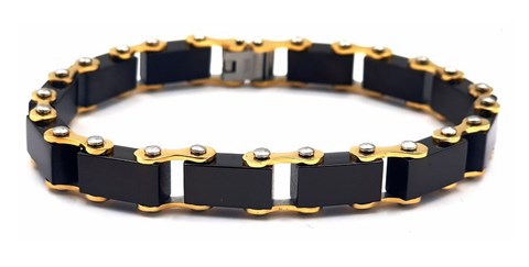 Welch Men's Gold black Steel Bracelet