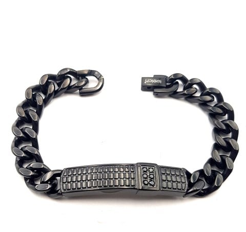 ​​​​​​Welch Mens Black Steel Bracelet