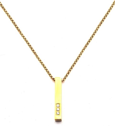 Welch Gold Steel Bar Stone Necklace