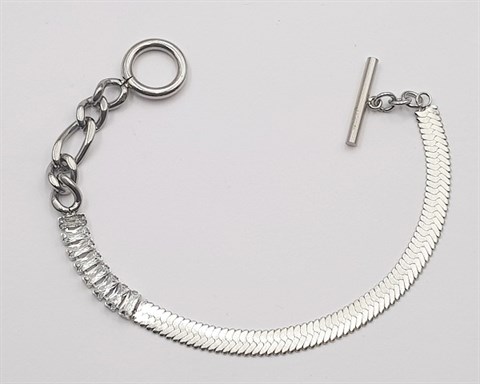 ​​​​Welch Italian Chain Baguette Stone Steel Bracelet