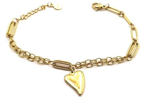 ​Welch Women's Gold Color Heart Steel Bracelet