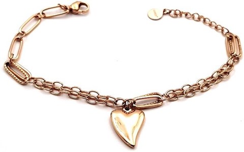 ​Welch Women's Rose Color Heart Steel Bracelet