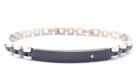 ​Welch Black and White Chain Steel Solitaire Bracelet