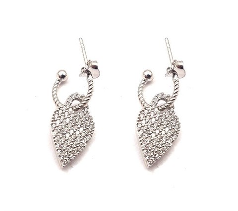 ​Welch Stone Heart Silver Earrings