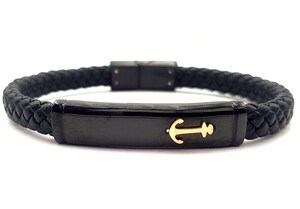 ​​​​Welch Steel Anchor Leather Bracelet