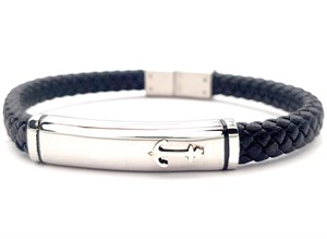 ​​​​Welch Steel Anchor Leather Bracelet