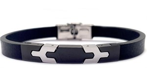 ​​Welch Design Mens Steel Leather Bracelet