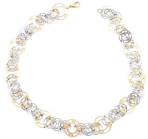 ​Welch Gold White Rome Numeral Hoop Steel Choker Necklace