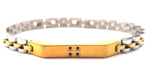 ​​​​Welch Gold Chain White Black Stone Steel Bracelet