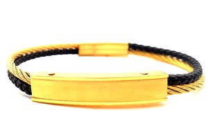 ​​​​​​Welch Gold Steel Rope Leather Bracelet