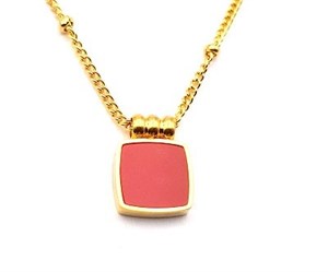 ​​Welch Gold Steel Square Red Necklace