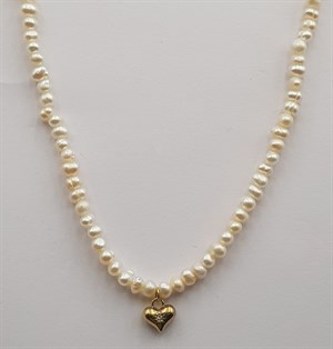 ​​Welch Gold Steel Chain Pearl Choker Necklace