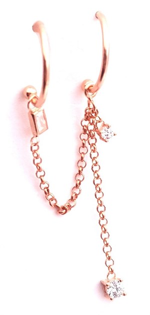 ​Welch Silver Dangle Chain Solitaire Earrings