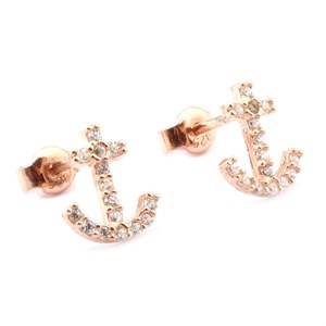Welch Anchor Rose Silver Earrings