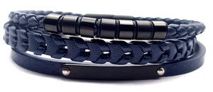Welch Steel Mens Blue Leather Bracelet
