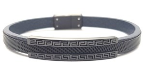 Welch Steel Mesh Blue Leather Bracelet