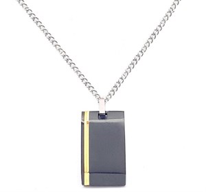 Welch Mens Gold Black Steel Necklace