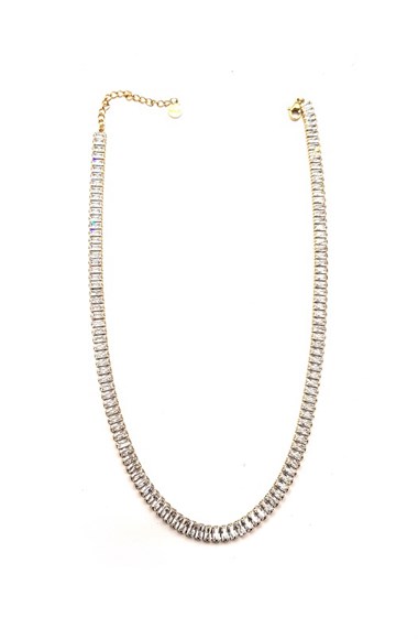 Welch Gold Steel Baguette Stone Necklace
