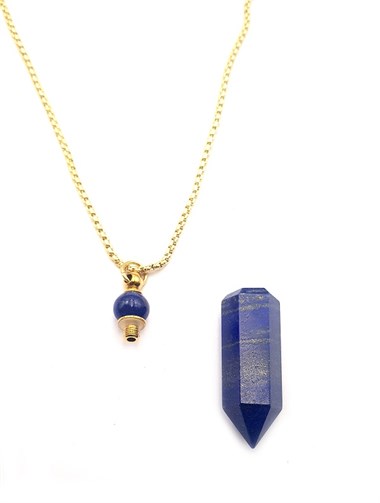 Welch Steel Natural Stone Perfume Bottle Necklace