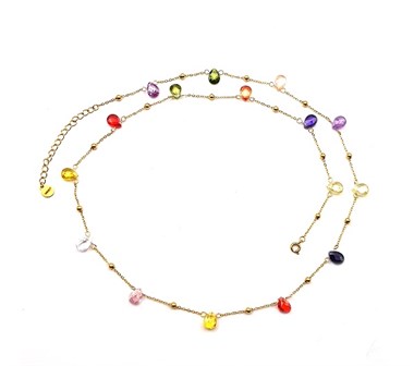 Welch Gold Steel Color Drop Stone Necklace
