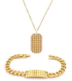 Welch Gold Steel Set Necklace Bracelet