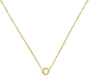 Welch Gold Steel Solitaire Necklace