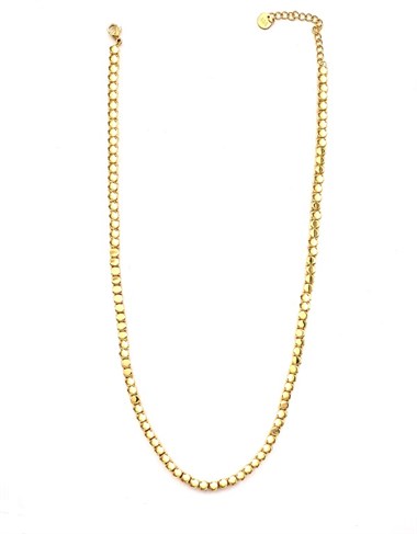 Welch Gold Cube Bead Steel Necklace