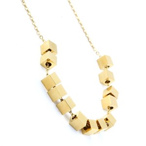 Welch Gold Cube Womens Steel Necklace