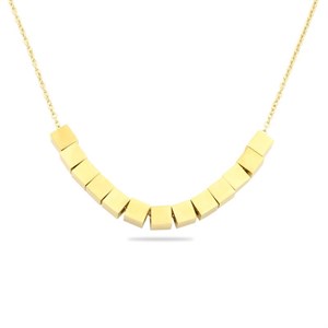 Welch Gold Cube Womens Steel Necklace