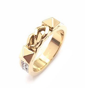 Welch Gold Chain Stone Steel Ring