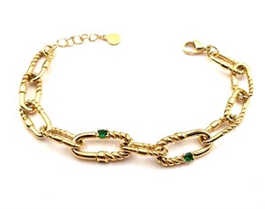 Welch Gold Green Stone Steel Bracelet