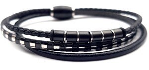 Welch Combined Steel Leather Bracelet