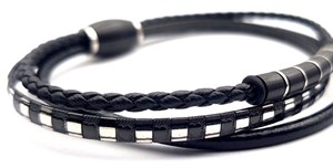 Welch Combined Steel Leather Bracelet