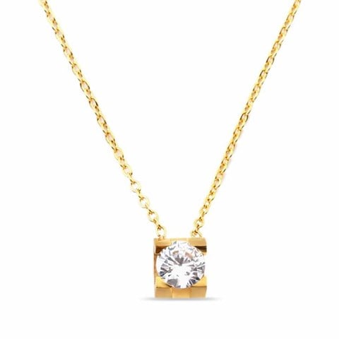 Welch Steel Gold Solitaire Necklace