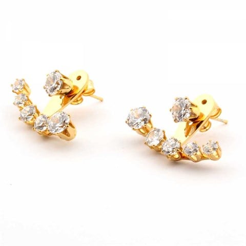 Welch Gold Steel 5 Stone Earrings