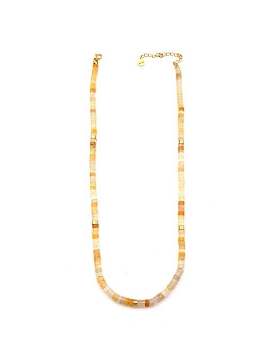 Welch Gold Steel Natural Gold Beryl Stone Necklace
