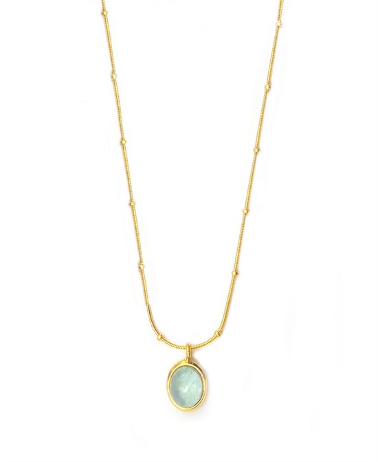 Welch Gold Steel Turquoise Stone Necklace