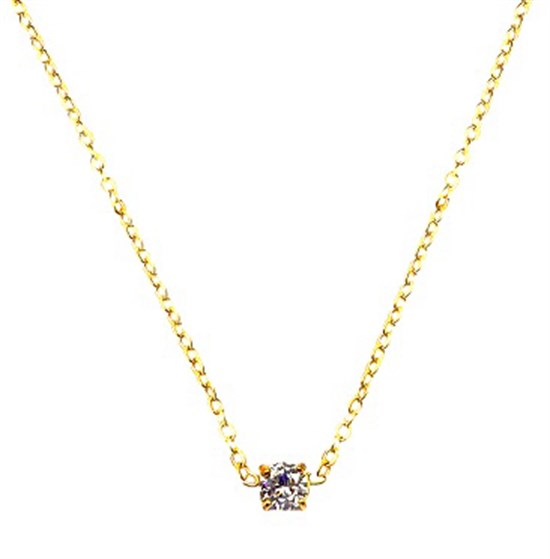 Welch Gold Steel Solitaire Necklace