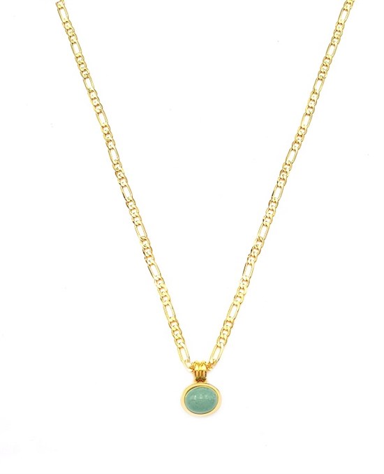 Welch Gold Steel Green Turquoise Stone Necklace