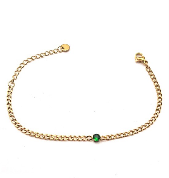 Welch Gold Steel Green Single Stone Bracelet