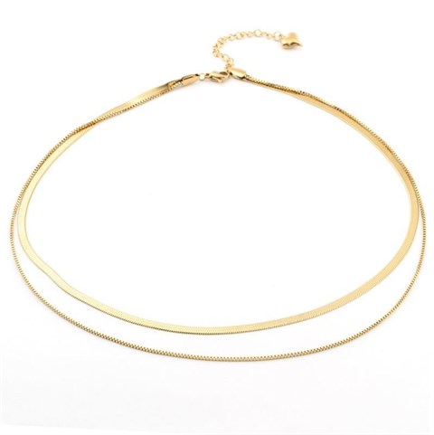 Welch Gold Double Chain Women's Steel Necklace